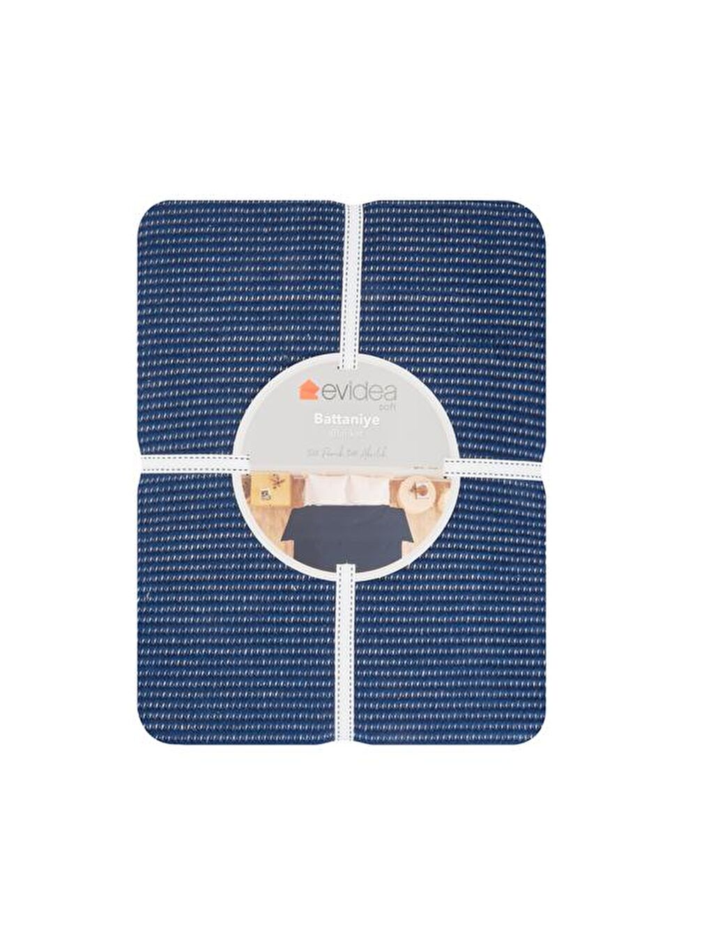 Soft Moza Pamuklu Tek Kişilik Battaniye - Lacivert - 150x200 cm-2