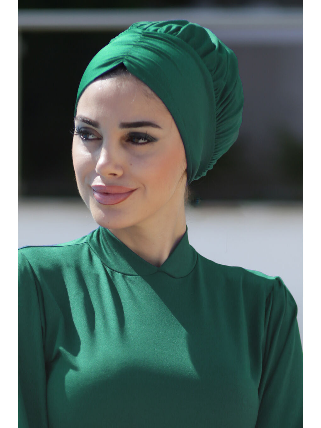 Yeşil Büzgülü Deniz Havuz Bone R-1001 Mint-2