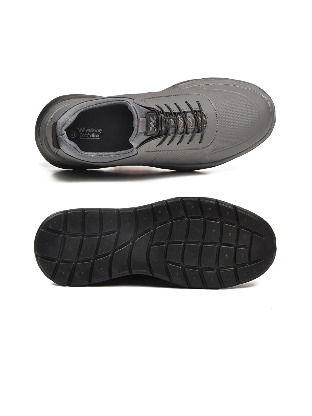 Gri Füme Lastik Bağcıklı Hafif Esnek Erkek Spor Ayakkabı Kaif 2323 M-4