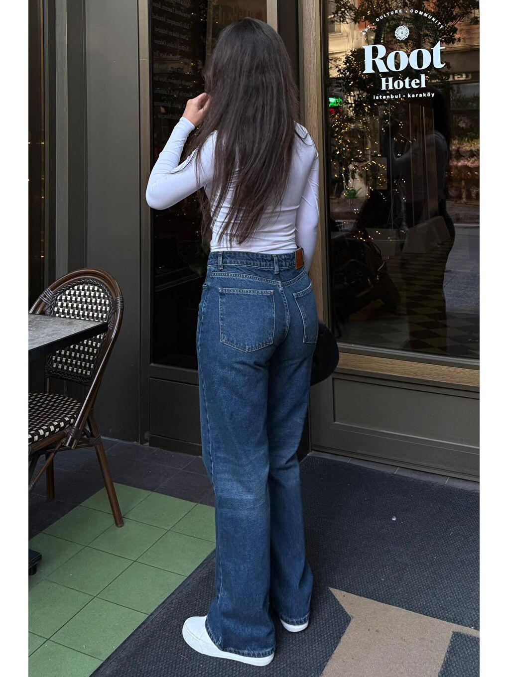 Mavi %100Pamuklu Geniş Paça Yüksek Bel Kadın Wide Leg Jean Mg2623-5