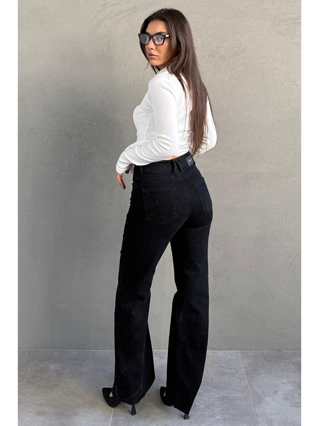 Siyah Push Up İspanyol Paça Kadın Jean Mg2653-1