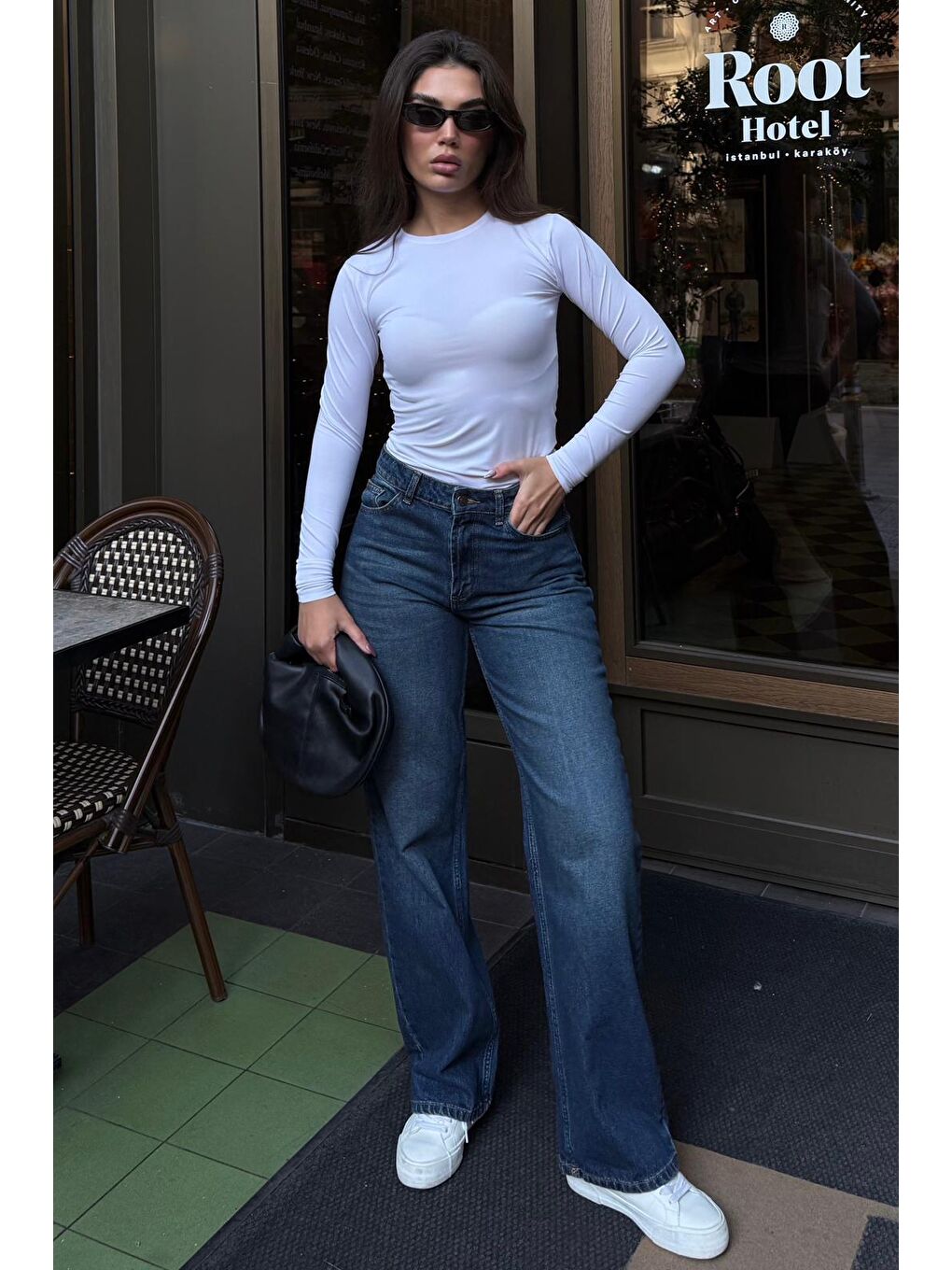 Mavi %100Pamuklu Geniş Paça Yüksek Bel Kadın Wide Leg Jean Mg2623-6