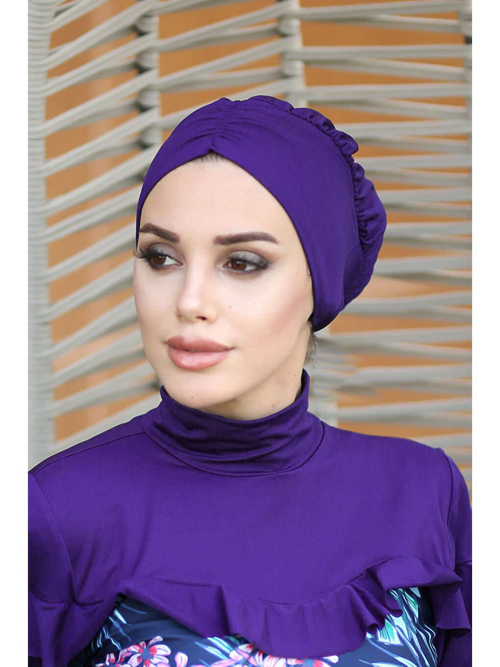 Büzgülü Deniz Havuz Bone R-1001 Mor02-2