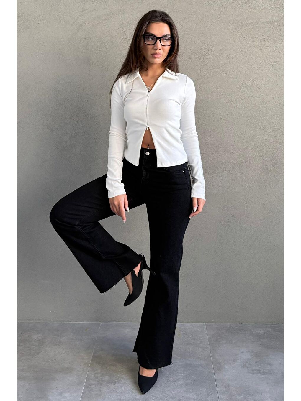 Siyah Push Up İspanyol Paça Kadın Jean Mg2653-2