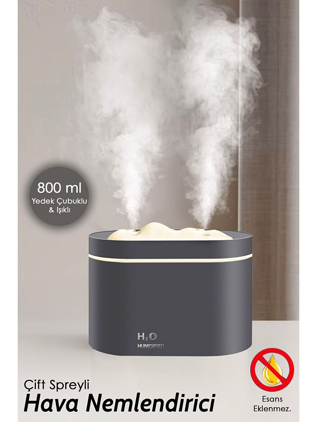 800 ml Çift Spreyli Hava Ne mlendirici Işıklı Araç Oda Ne mlendirici Buhar Makinesi Humidifier