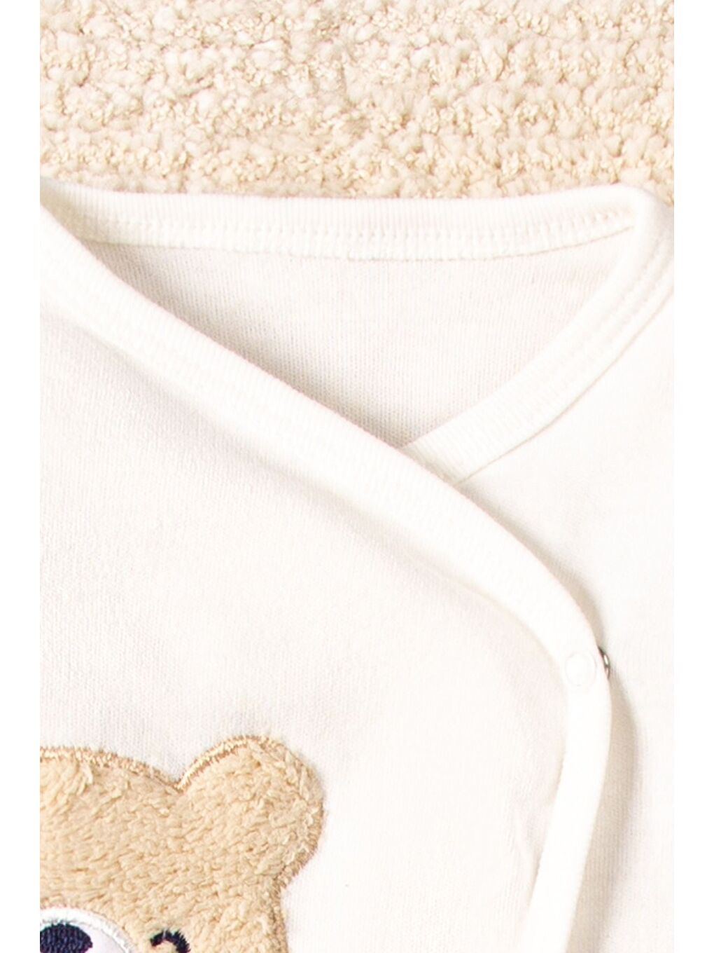 Beyaz Lüx Fiyonklu Ayı Organik Yeni Doğan Hastane Çıkışı Kutulu Zıbın Seti-3