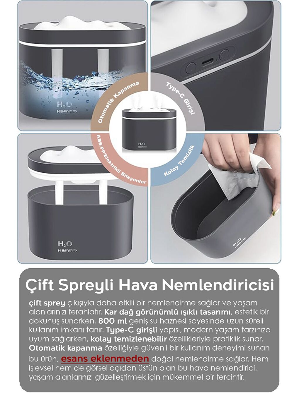 800 ml Çift Spreyli Hava Ne mlendirici Işıklı Araç Oda Ne mlendirici Buhar Makinesi Humidifier-1