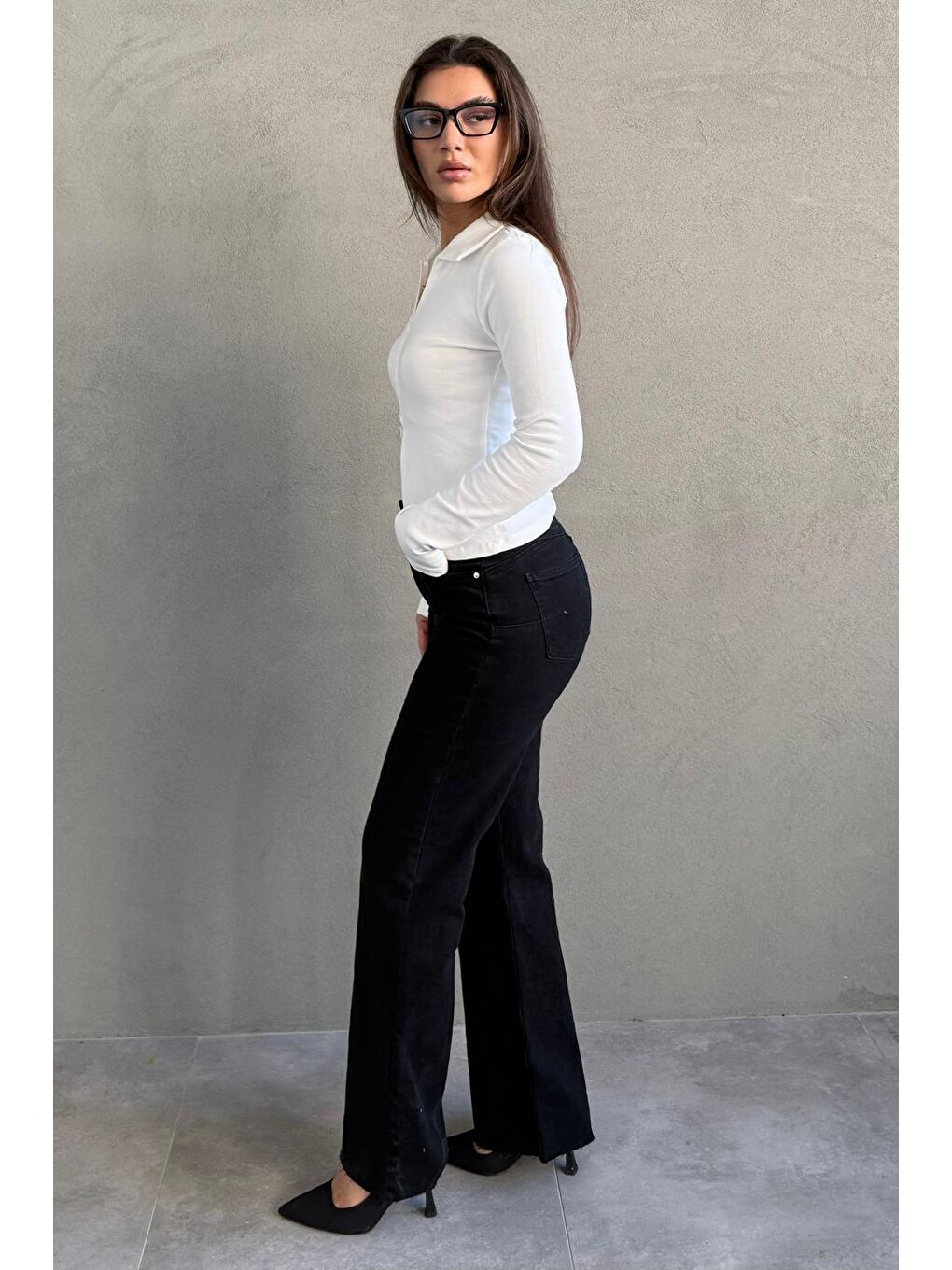 Siyah Push Up İspanyol Paça Kadın Jean Mg2653-5