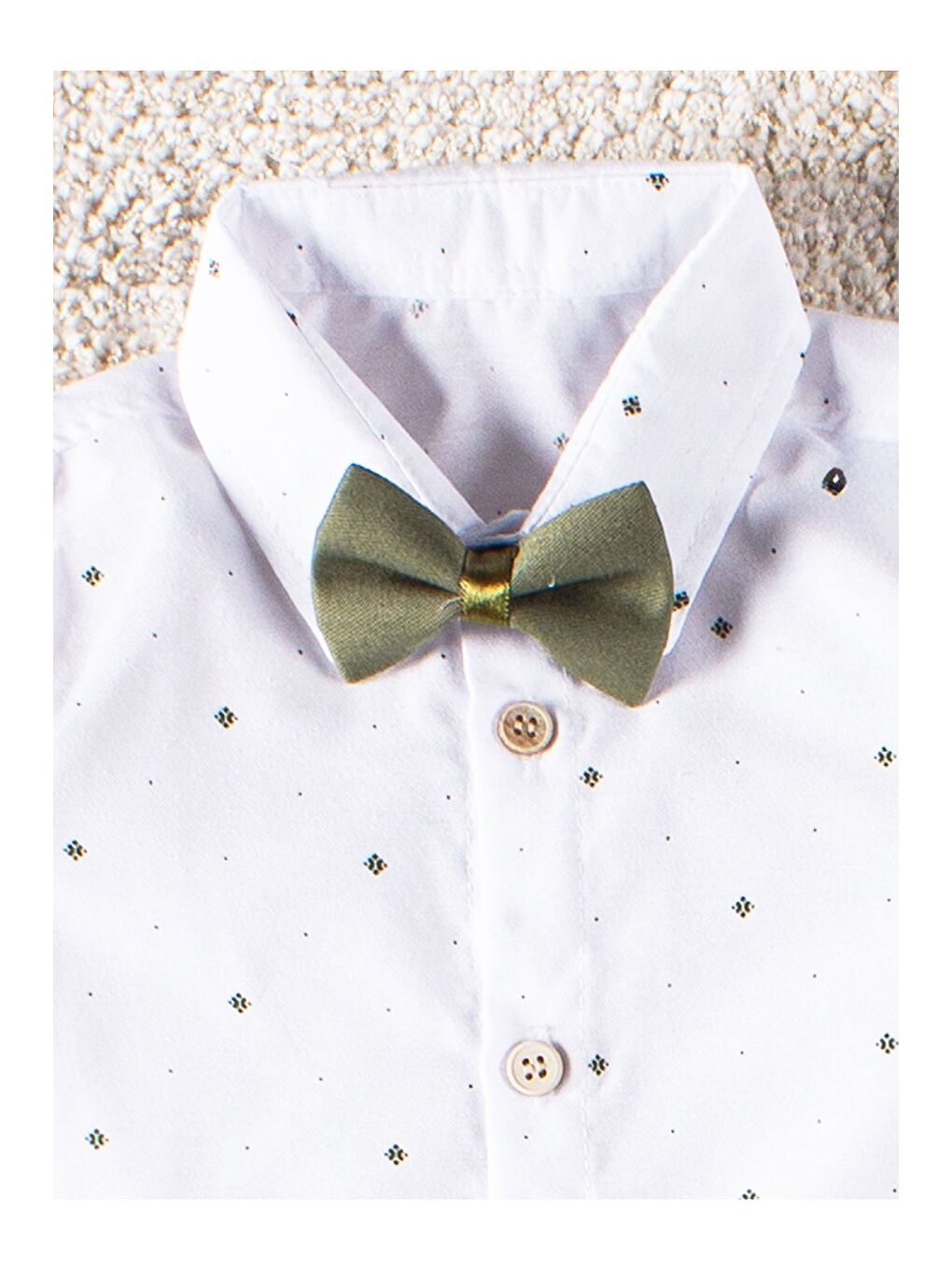 Haki Papyonlu Yazlık 4 Parça Erkek Çocuk Gömlekli Slopetli Özel Takım-4