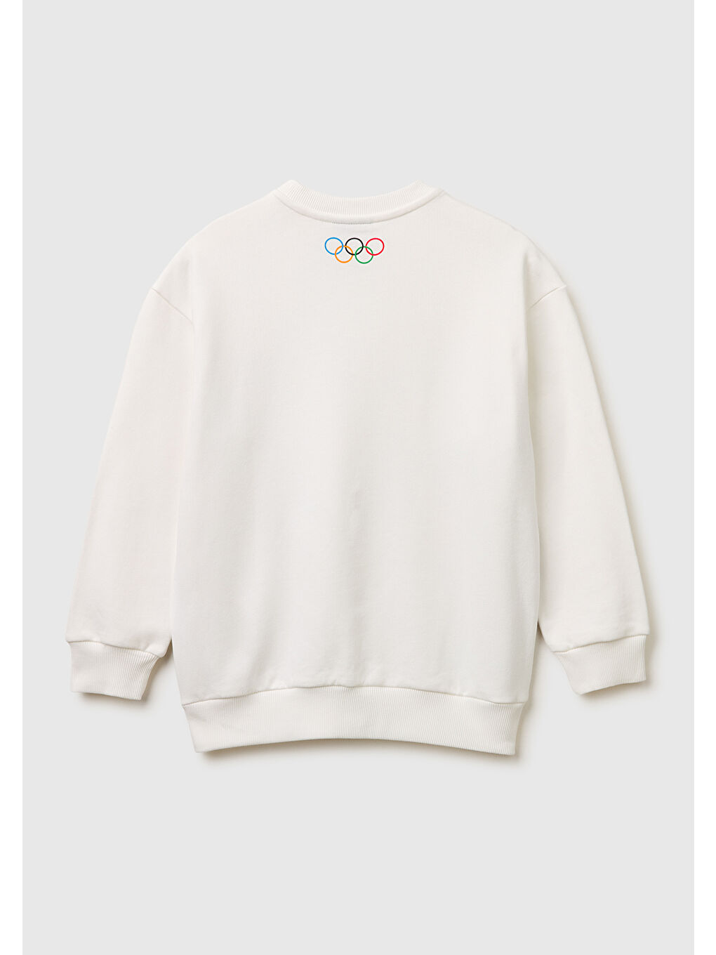 Erkek Çocuk Beyaz Baskılı Bisiklet Yaka Sweatshirt-1