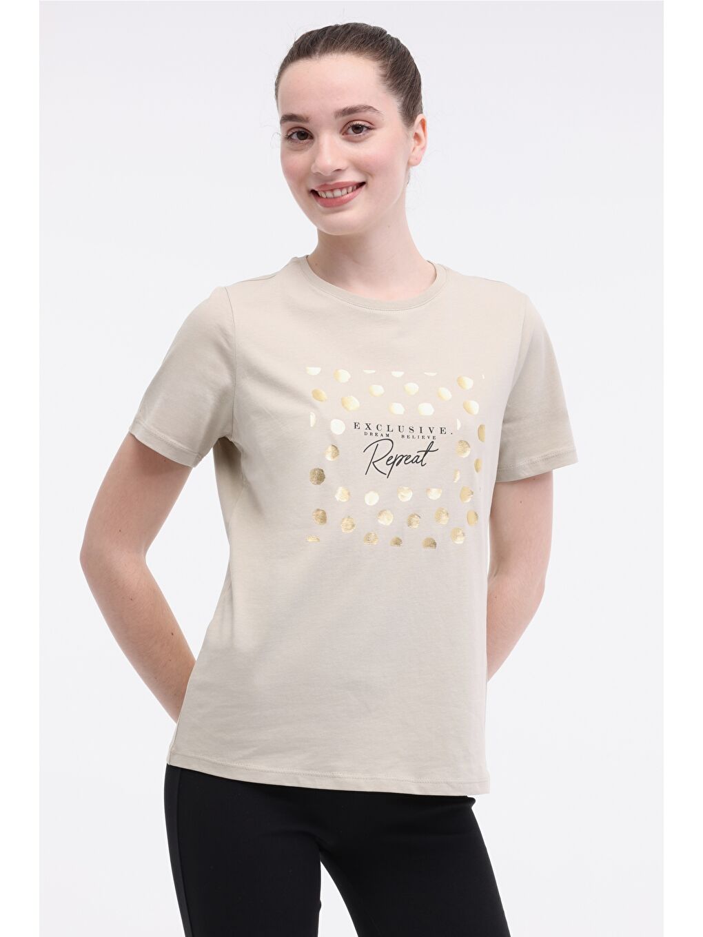 WL BORIS 11BT201 5FX Haki Kadın Kısa Kol T-Shirt