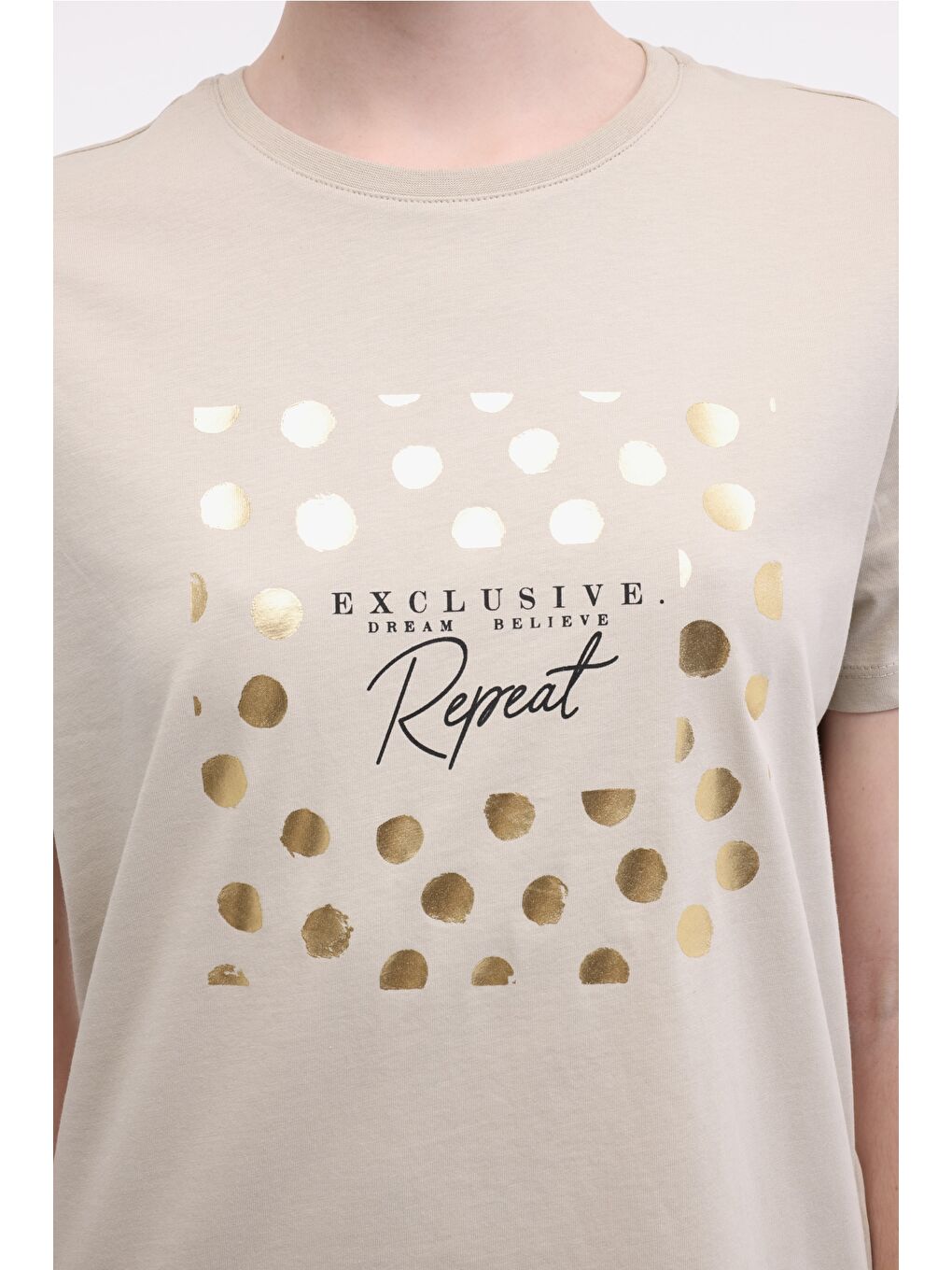 WL BORIS 11BT201 5FX Haki Kadın Kısa Kol T-Shirt-3