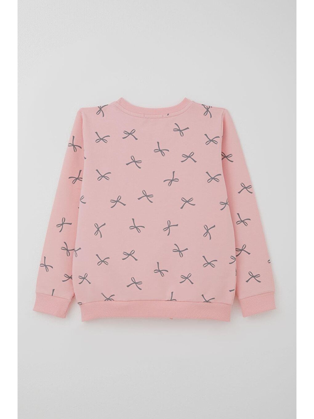 Kız Çocuk Eşofman Takımı Fiyonk Detaylı Bağcık Aksesuarlı Pembe (7-12 Yaş)-3