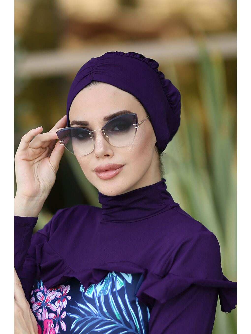 Büzgülü Deniz Havuz Bone R-1001 Mor