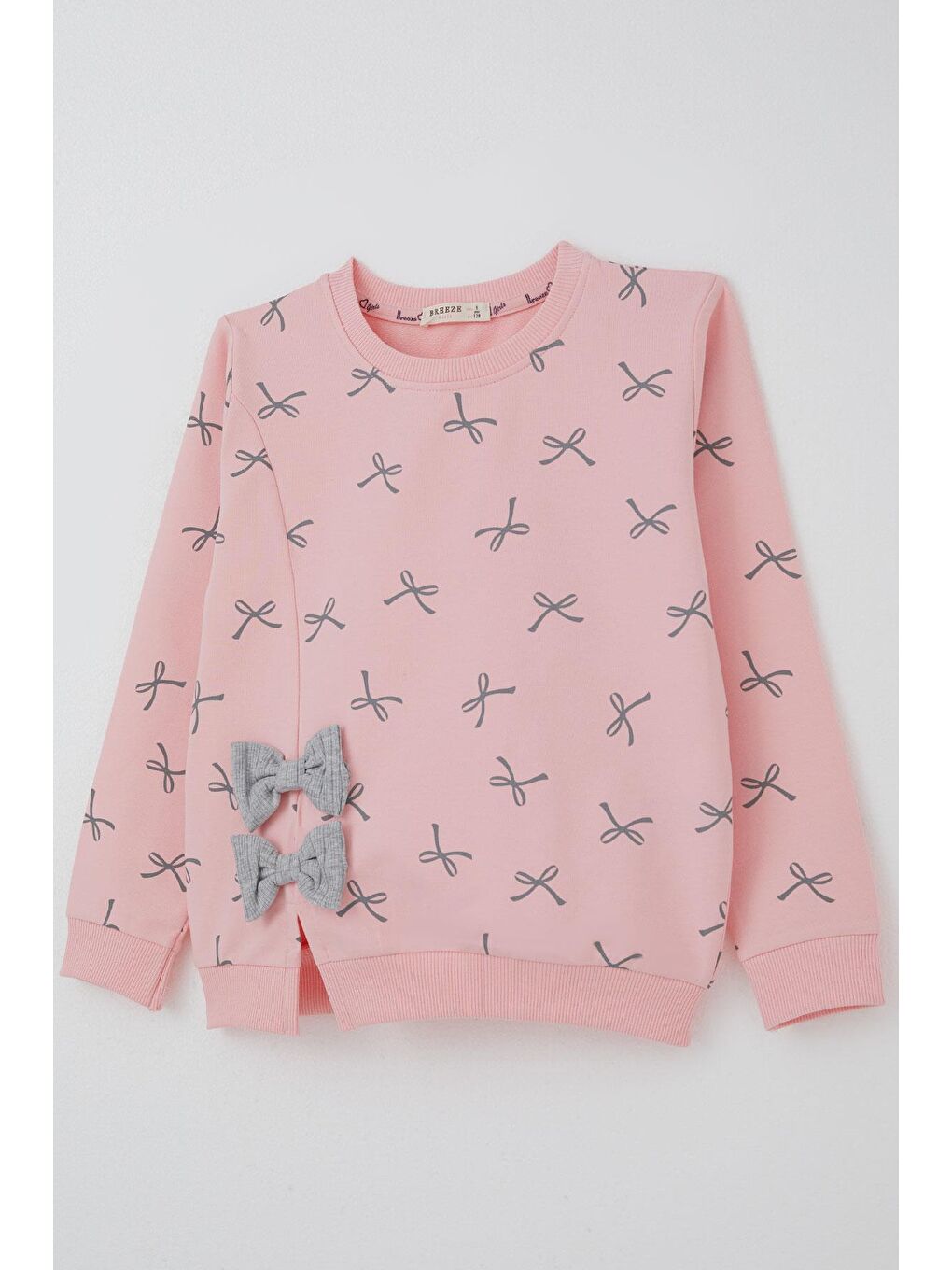 Kız Çocuk Eşofman Takımı Fiyonk Detaylı Bağcık Aksesuarlı Pembe (7-12 Yaş)-5