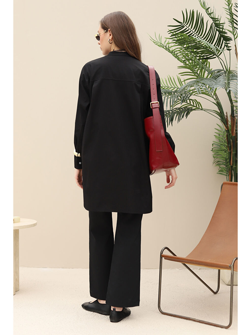 Poplin Cepli Gömlek Siyah-2