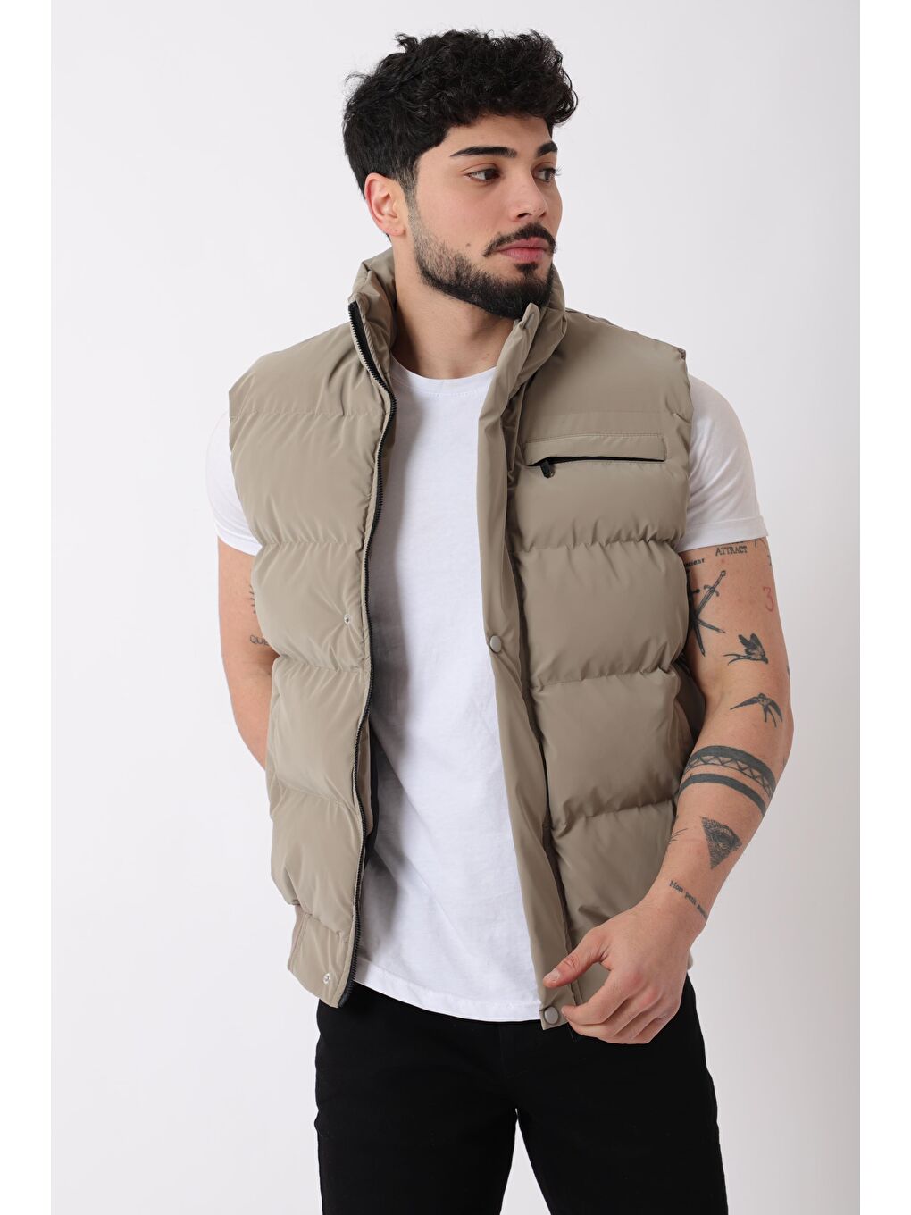 Kahverengi Göğüs Cepli Bel Lastili Nova Yelek BL 1722_60323-1