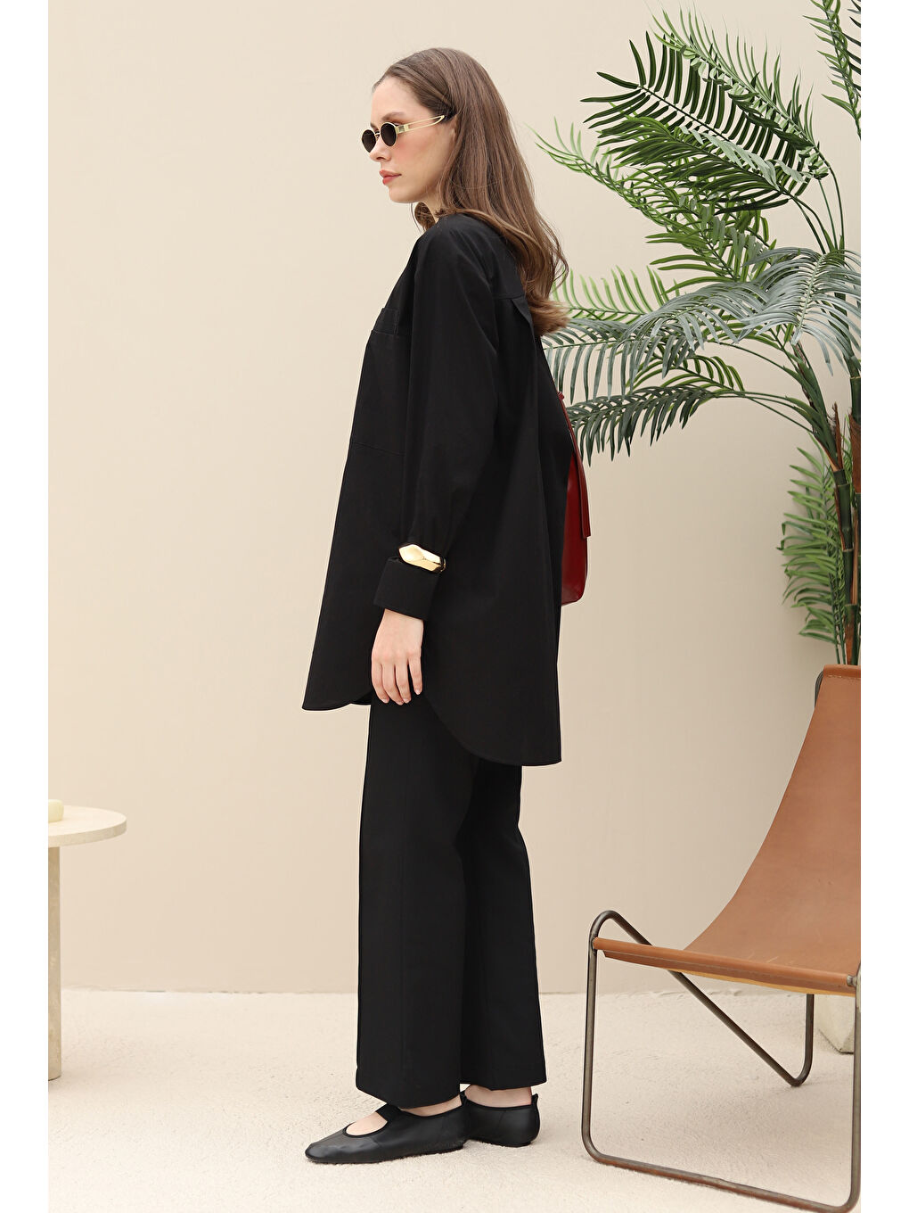 Poplin Cepli Gömlek Siyah-3