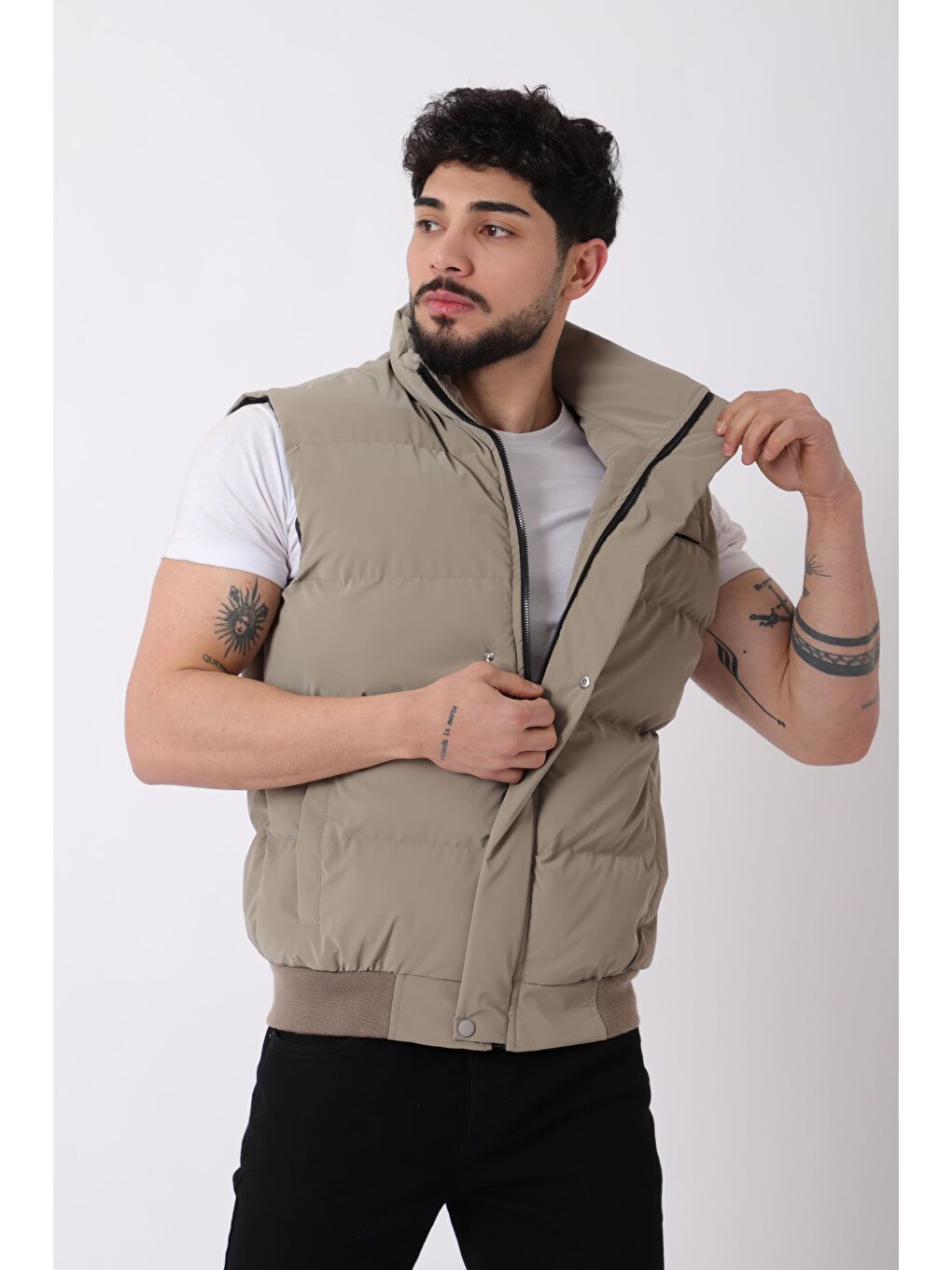 Kahverengi Göğüs Cepli Bel Lastili Nova Yelek BL 1722_60323-2