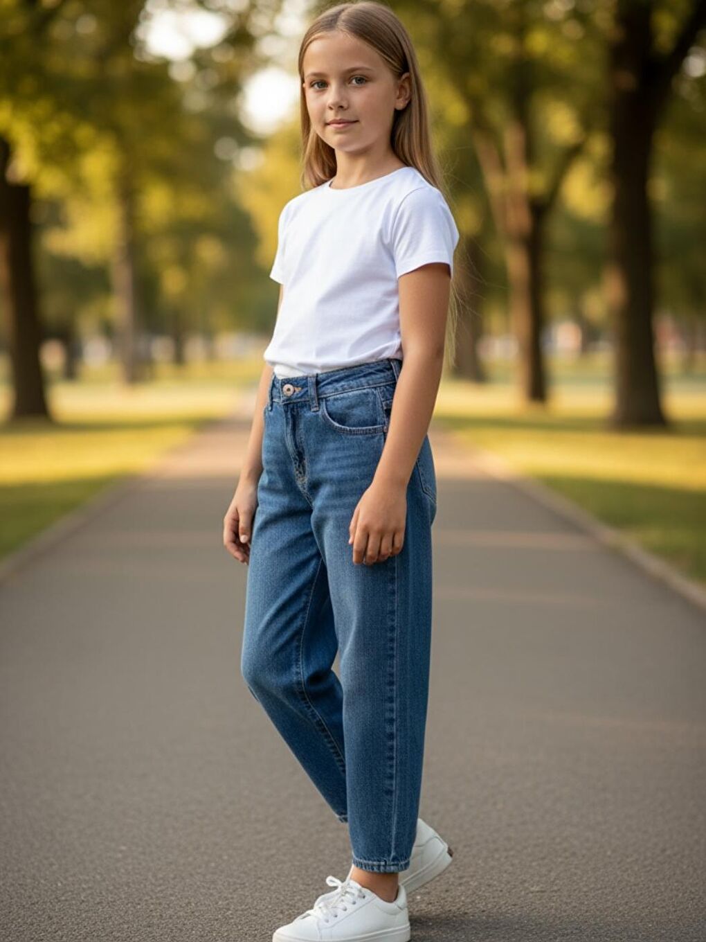 Mavi Kız Çocuk Mom Fit Standart Paça Jean Pantolon-4