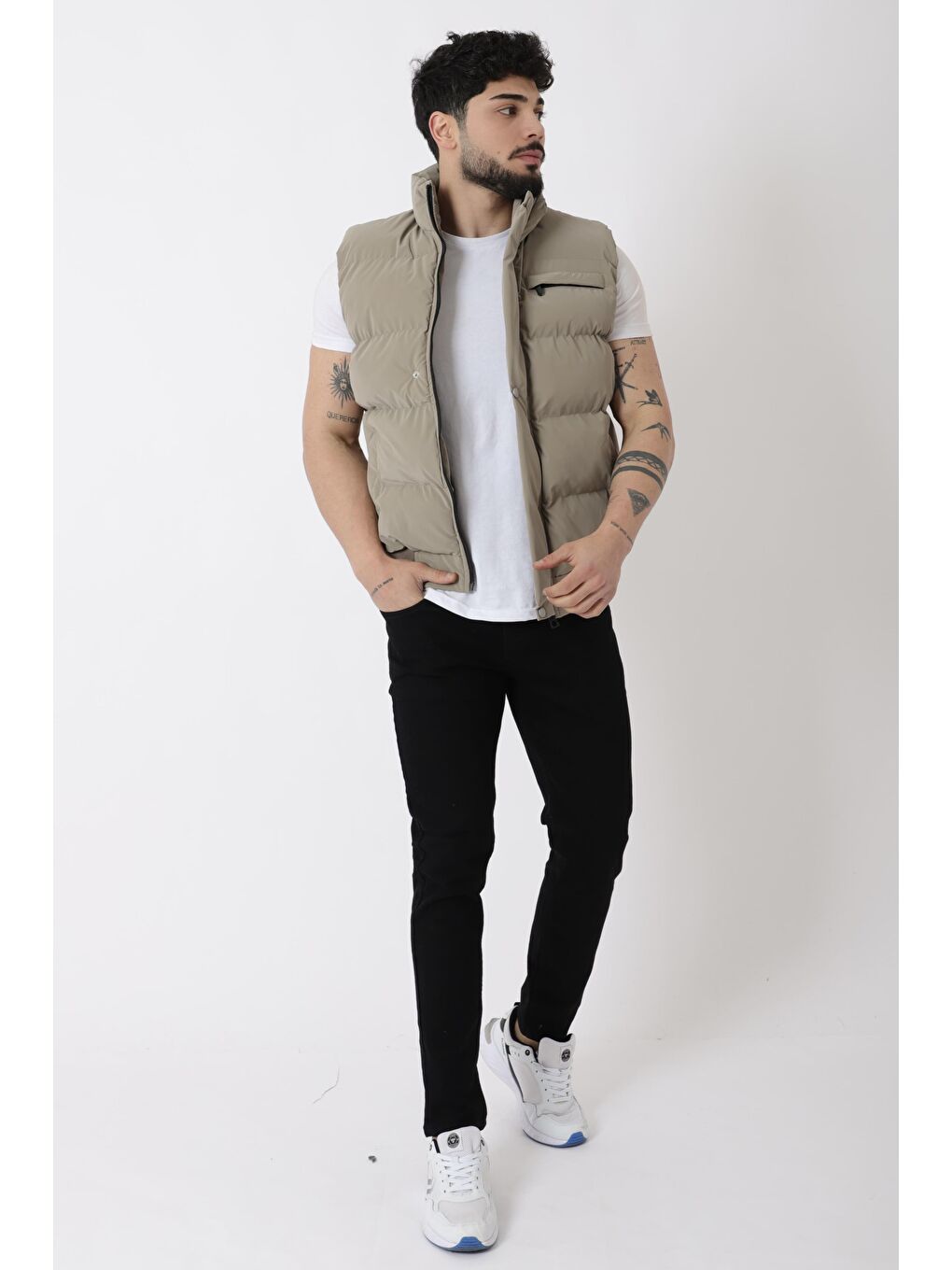 Kahverengi Göğüs Cepli Bel Lastili Nova Yelek BL 1722_60323-5