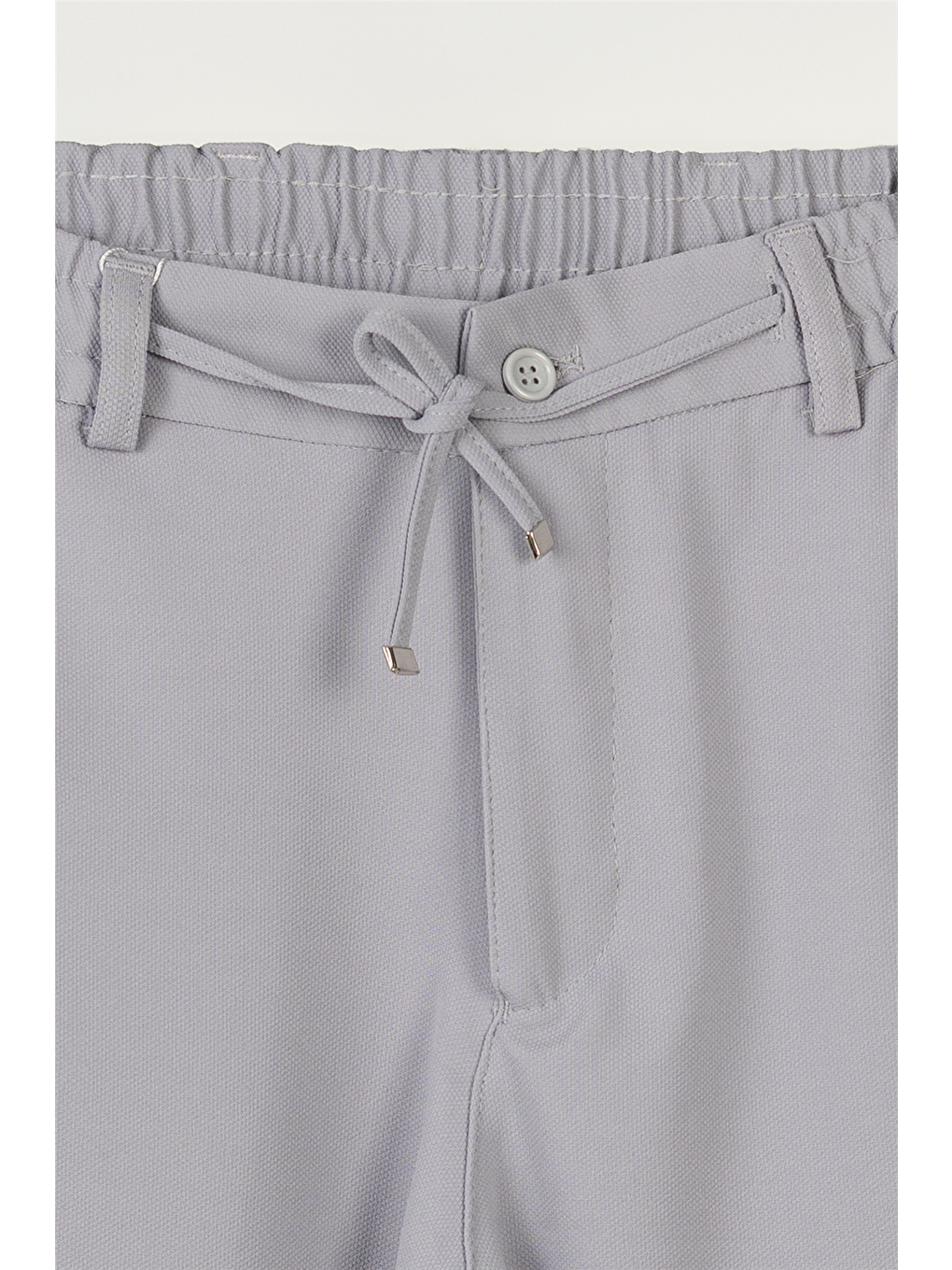 Erkek Açık Gri Normal Kesim Regular Fit Pamuklu Armürlü Bel Lastikli Jogger Pantolon-4