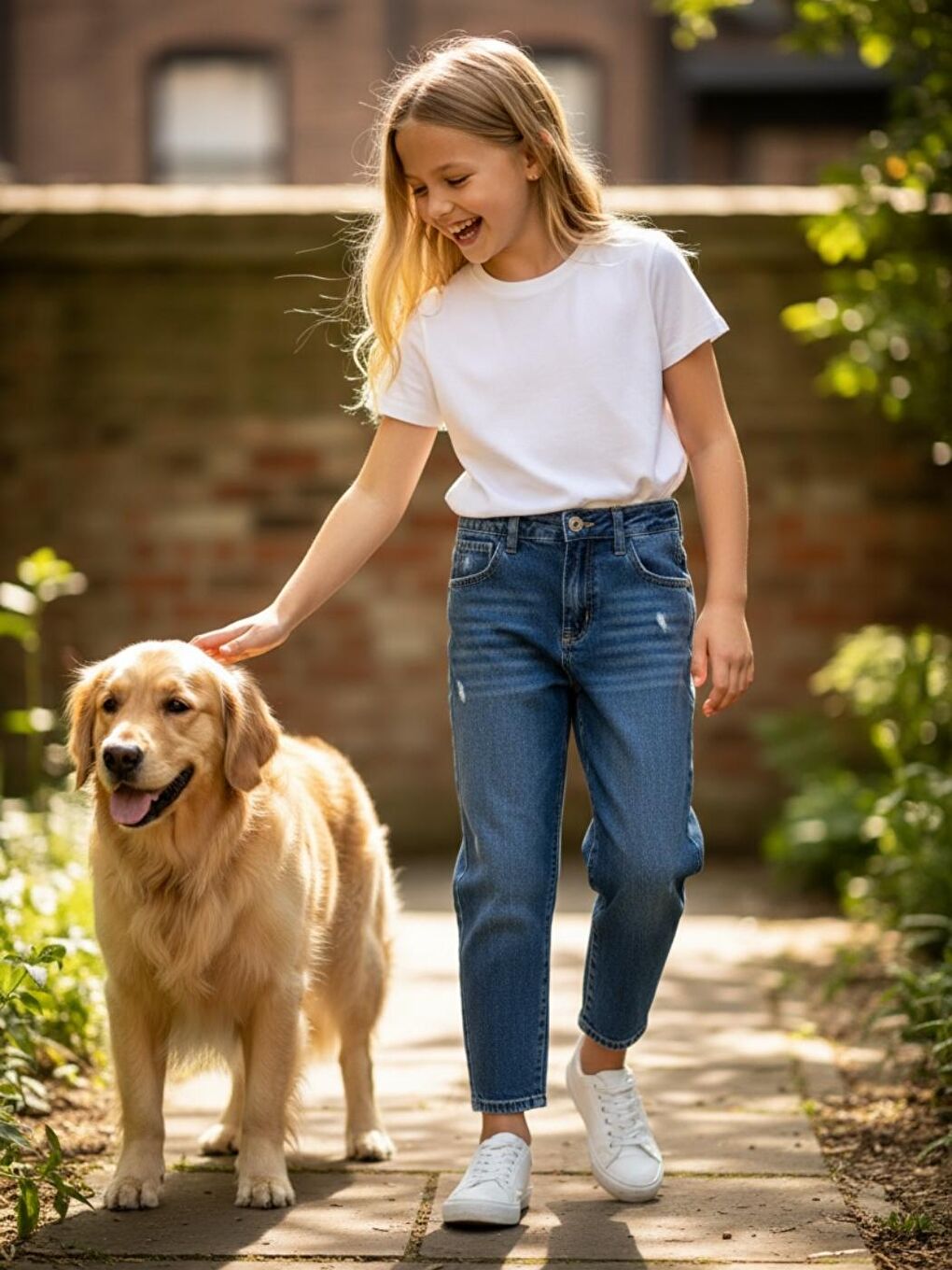 Mavi Kız Çocuk Mom Fit Standart Paça Jean Pantolon-5