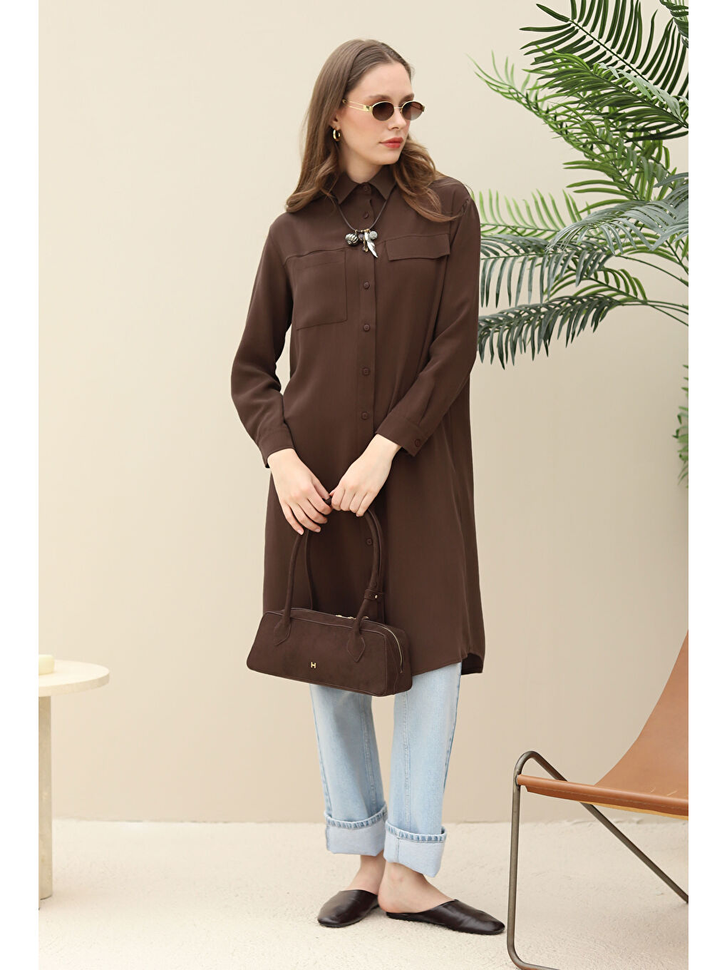 Kahverengi Robadan Cepli Gömlek Acı Kahve-4