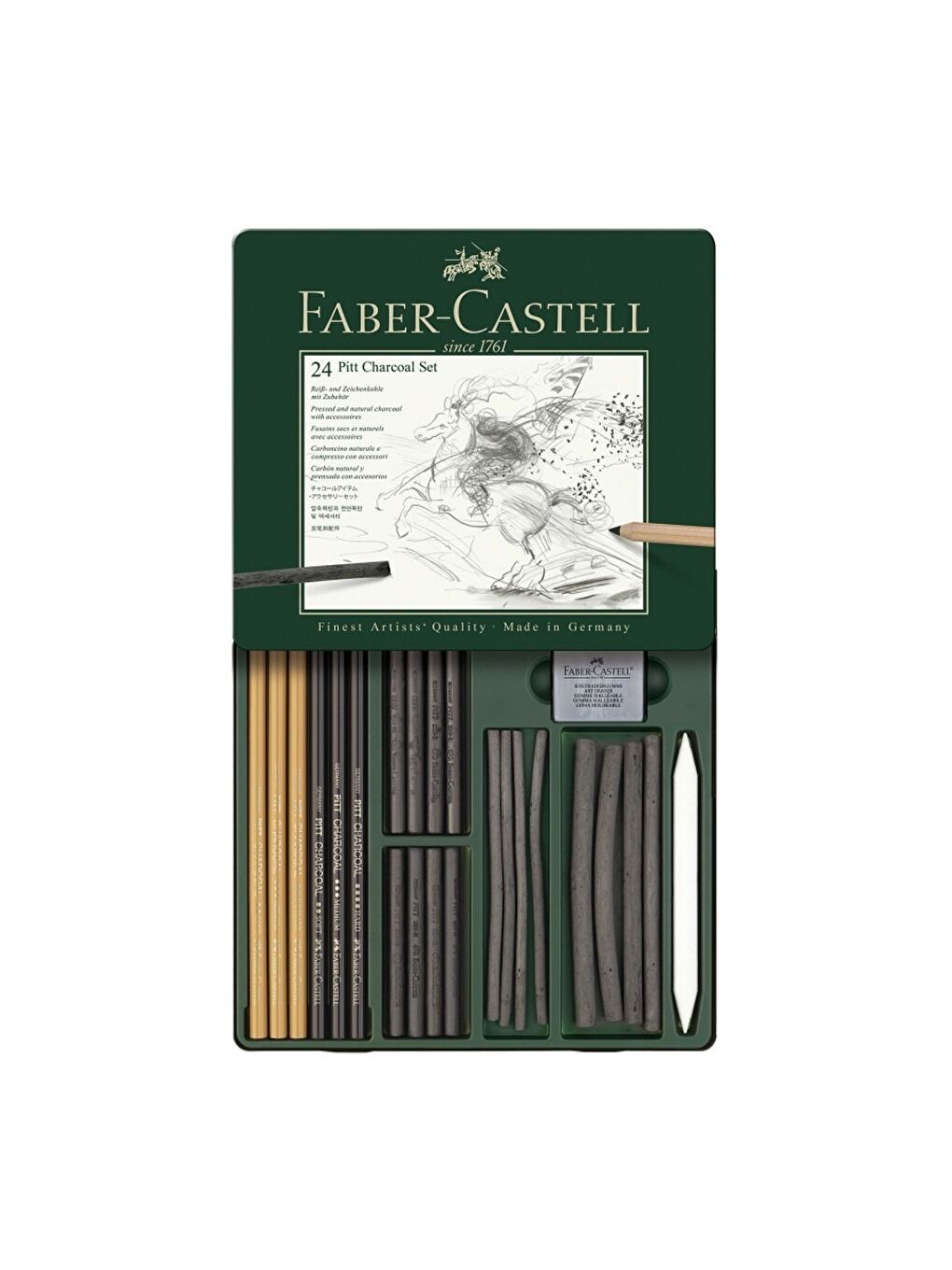 Pitt Monochrome 24’lü İşlenmiş Kömür Seti – Profesyonel Karakalem ve Eskiz Seti-2