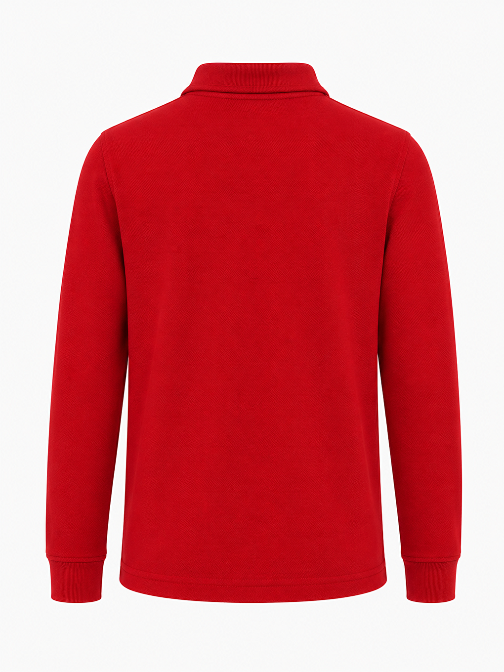 Kırmızı Kids Polo Yaka Basic Uzun Kollu Unisex Erkek Çocuk Tişört-2