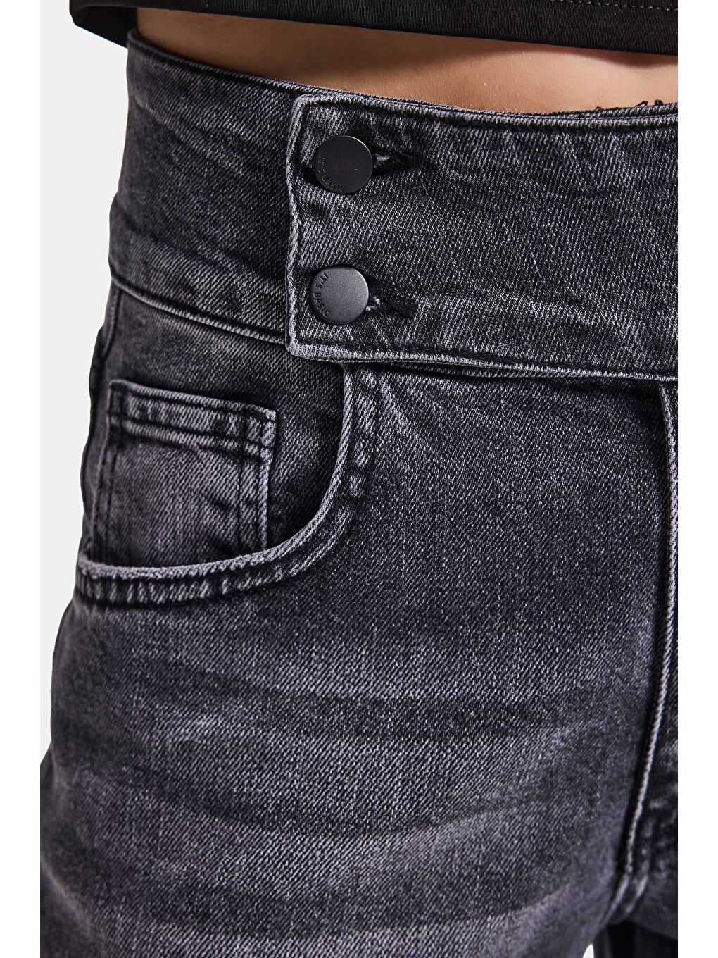 Gri Kadın Füme 4s6-14 Palazzo Fit Kemer Detaylı Elastan Kumaş Denim Jean-3
