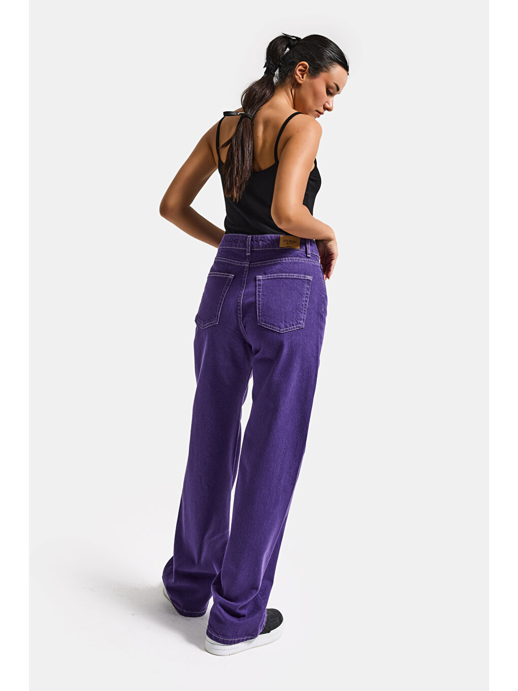 Kadın Mor Renk Doris 1s6-111 Straight Fit Yüksek Bel Özel Renk Denim Jean-1