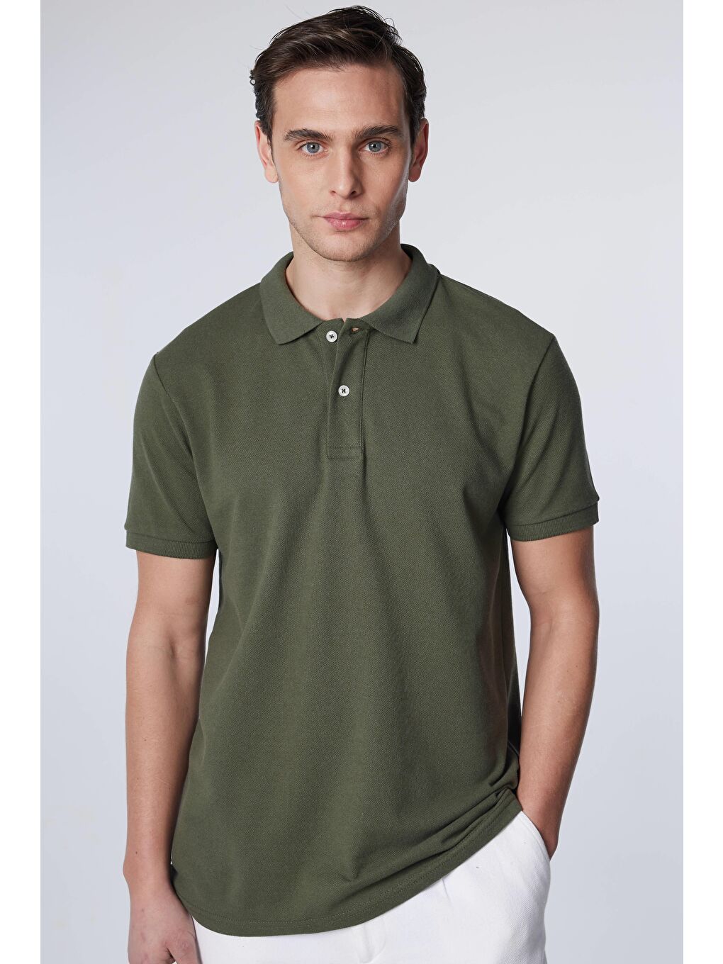 TUDORS Karişik Erkek 5'li Paket Siyah-Gri-Beyaz-Haki-Bordo Slim Fit Dar Kesim Pamuklu Düz Pike Polo Yaka Tişört - 4