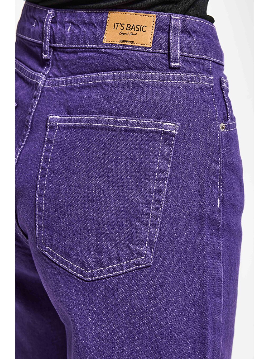 Kadın Mor Renk Doris 1s6-111 Straight Fit Yüksek Bel Özel Renk Denim Jean-2