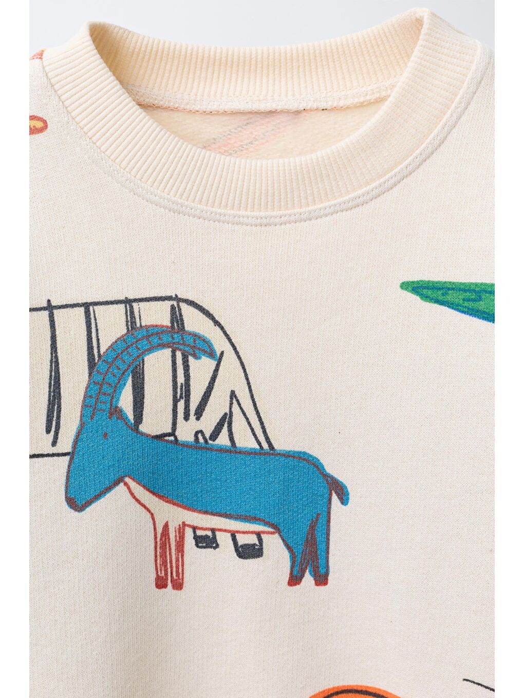 Karışık Unisex Çocuk Pamuklu Krem Safari Hayvan Desenli Sweatshirt Ve Jogger Eşofman Takım-2