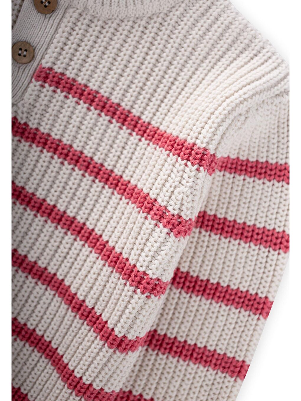 Çizgili Triko Kazak 2-8 Yaş Ekru-Somon Çizgili-2