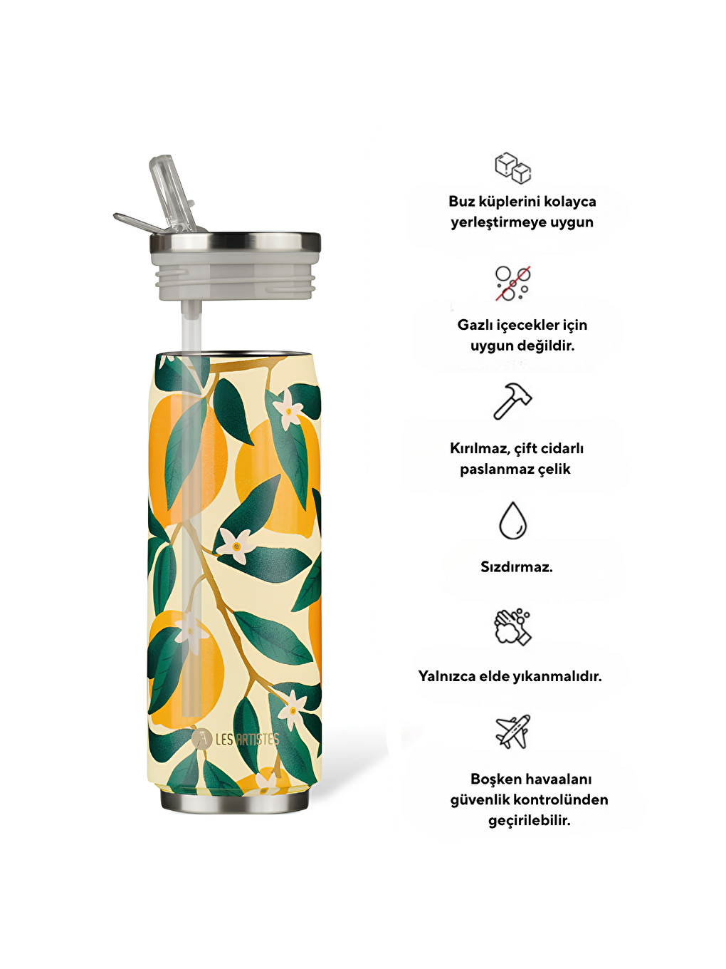 Sarı Isı Yalıtımlı Kutu Çelik Termos 500ml Lemon-2