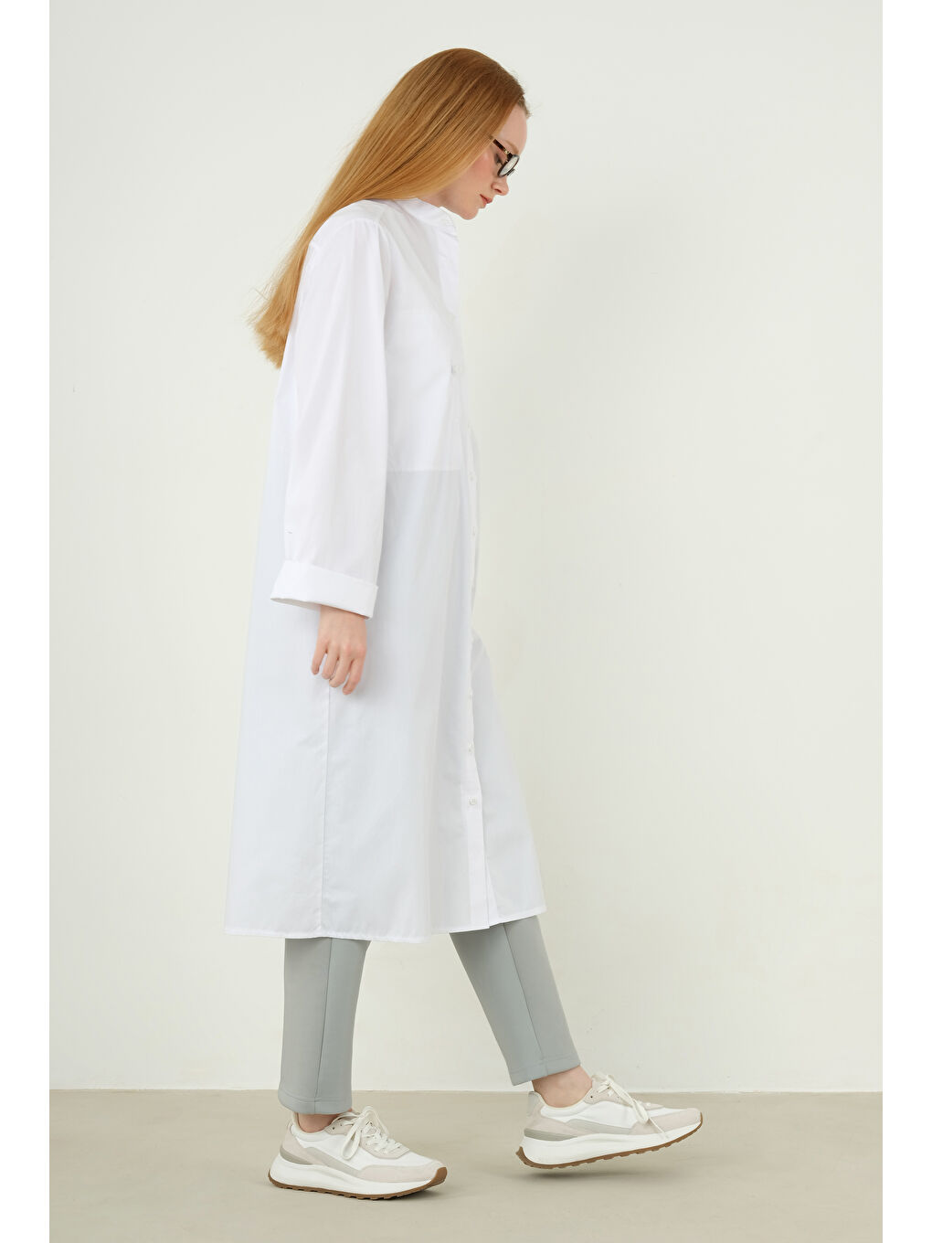 Çift Fleto Detaylı Gömlek Beyaz-2