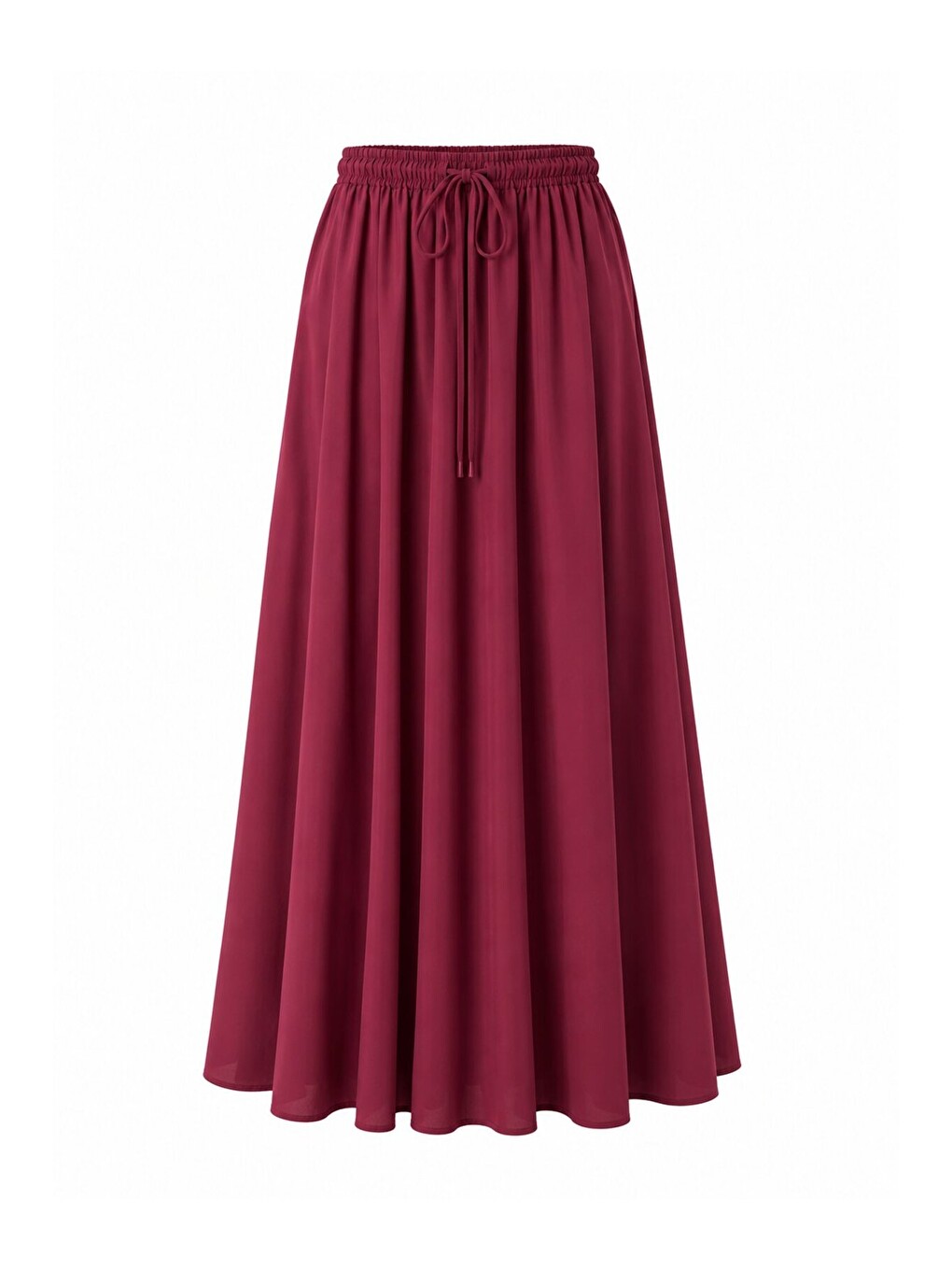 Bordo Beli Lastikli Poplin Etek