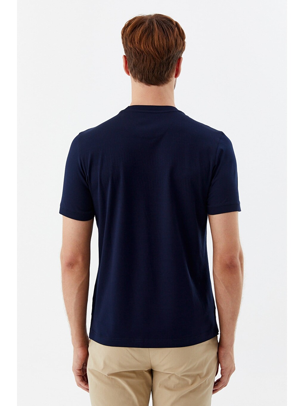 Desenli Bisiklet Yaka Erkek T-shirt Lacivert-5