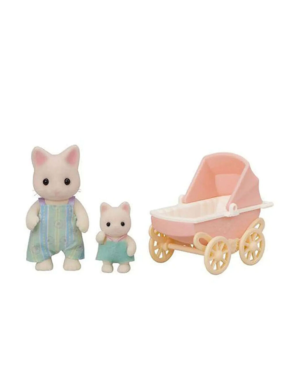 Çiçekli Kedi Baba ve Bebek Arabası Seti 5683-3