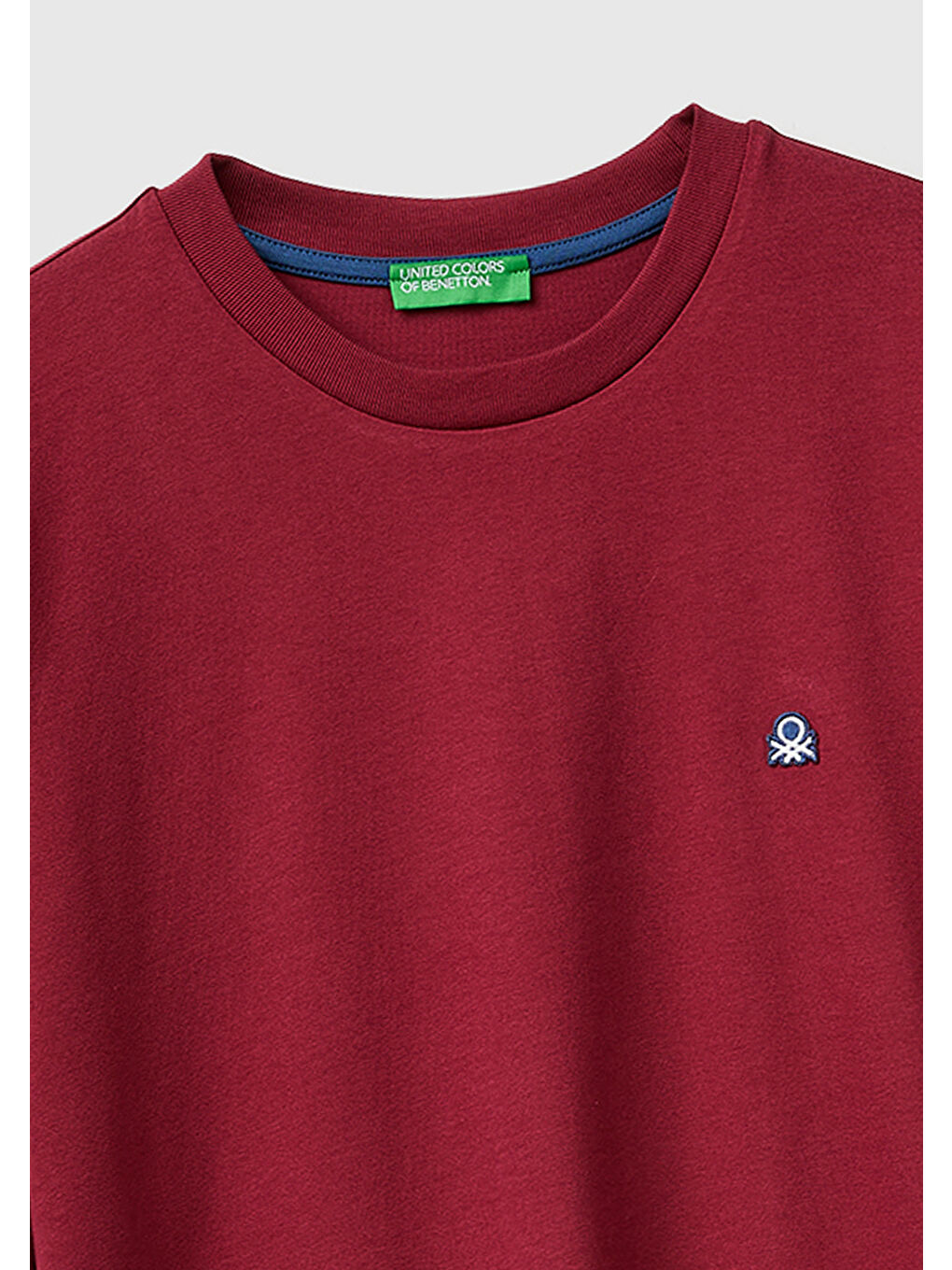 Erkek Bordo %100 Pamuk Logolu Bisiklet Yaka T-Shirt-2