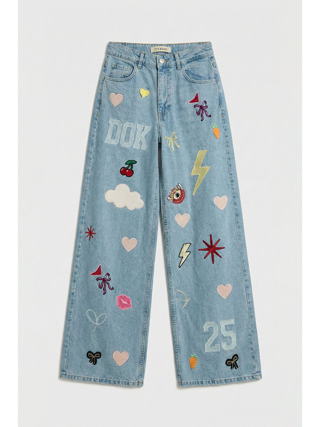 Mavi Kadın Jean Rengi 3s6-32 Straight Fit Obje Nakış ve İşlemeli Özel Tasarım Denim Jean-4