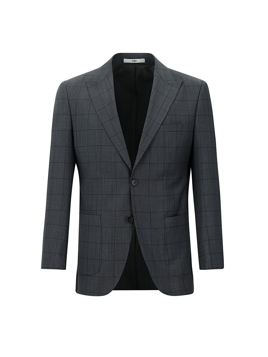 Antrasit Slim Fit Dar Kesim Yünlü Kareli Takım Elbise-1