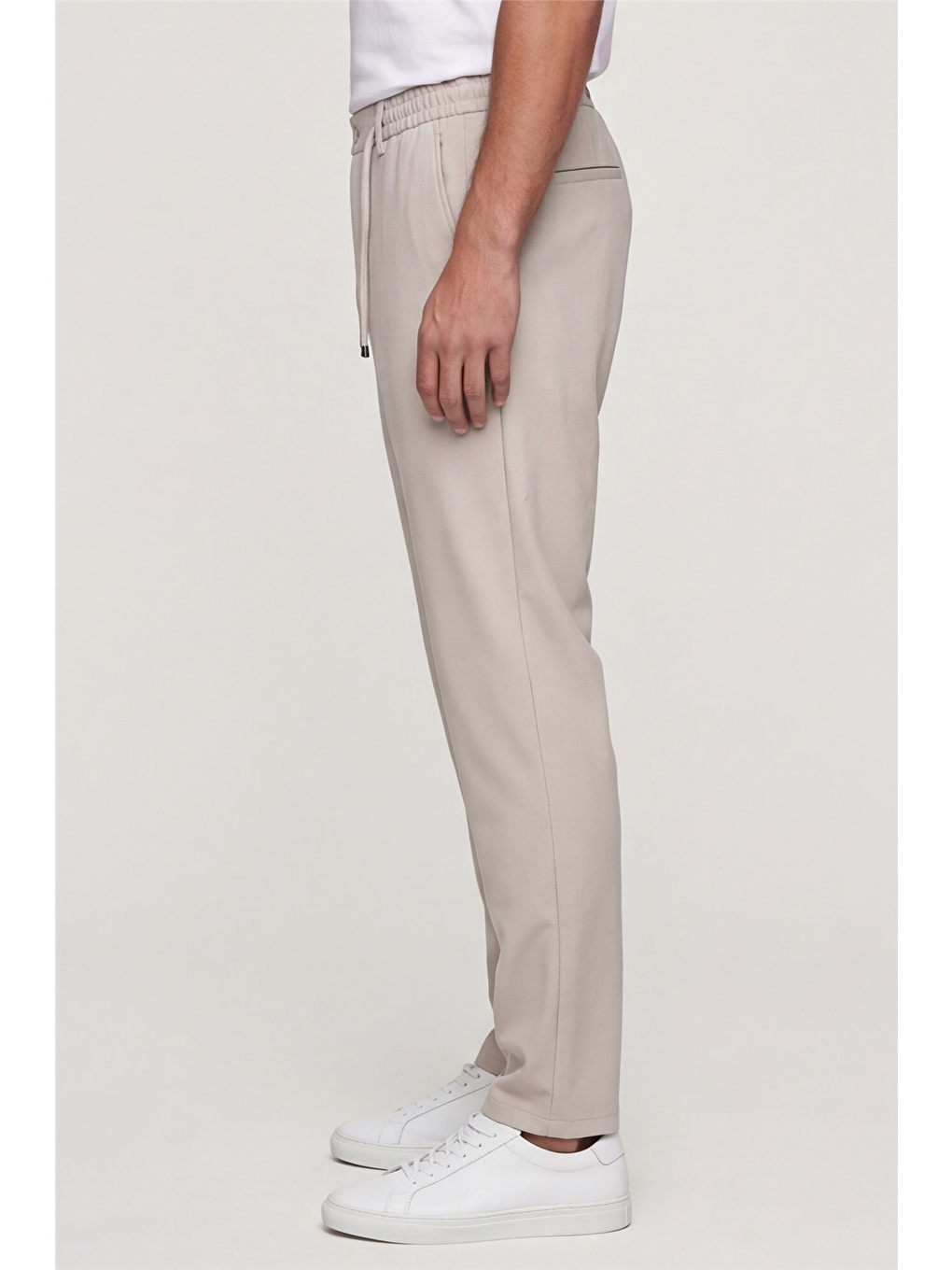 Bej Erkek Taş Normal Kesim Regular Fit Pamuklu Armürlü Bel Lastikli Jogger Pantolon-2