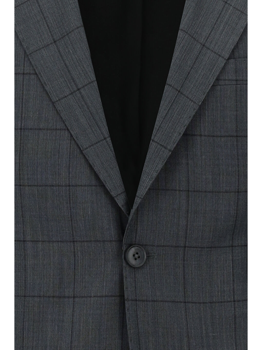 Antrasit Slim Fit Dar Kesim Yünlü Kareli Takım Elbise-3