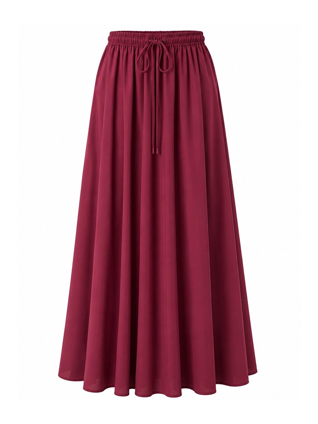 Bordo Beli Lastikli Poplin Etek-1