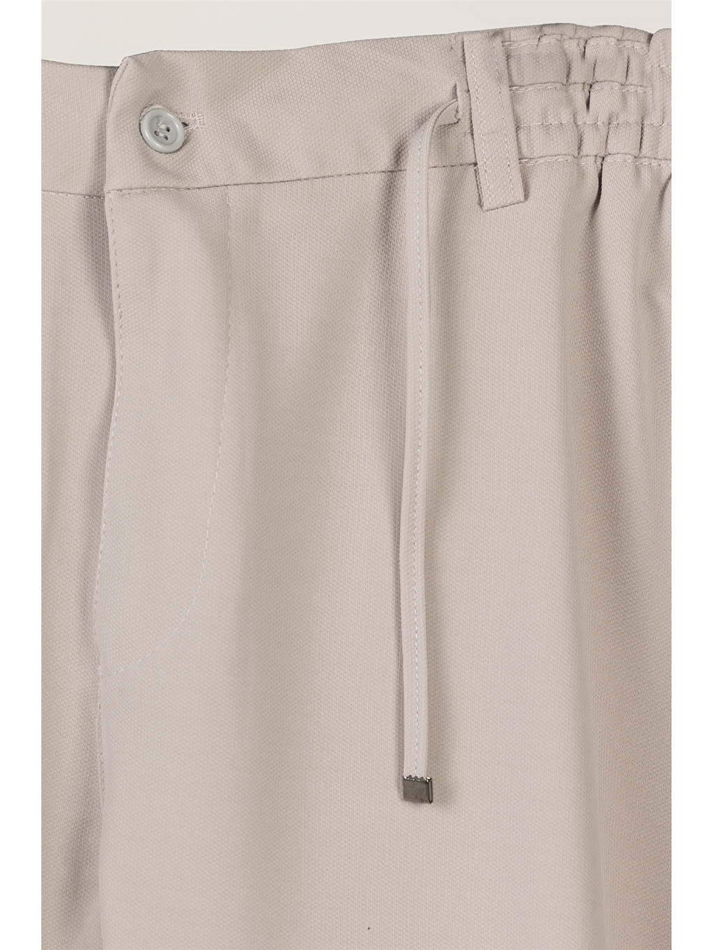 Bej Erkek Taş Normal Kesim Regular Fit Pamuklu Armürlü Bel Lastikli Jogger Pantolon-4