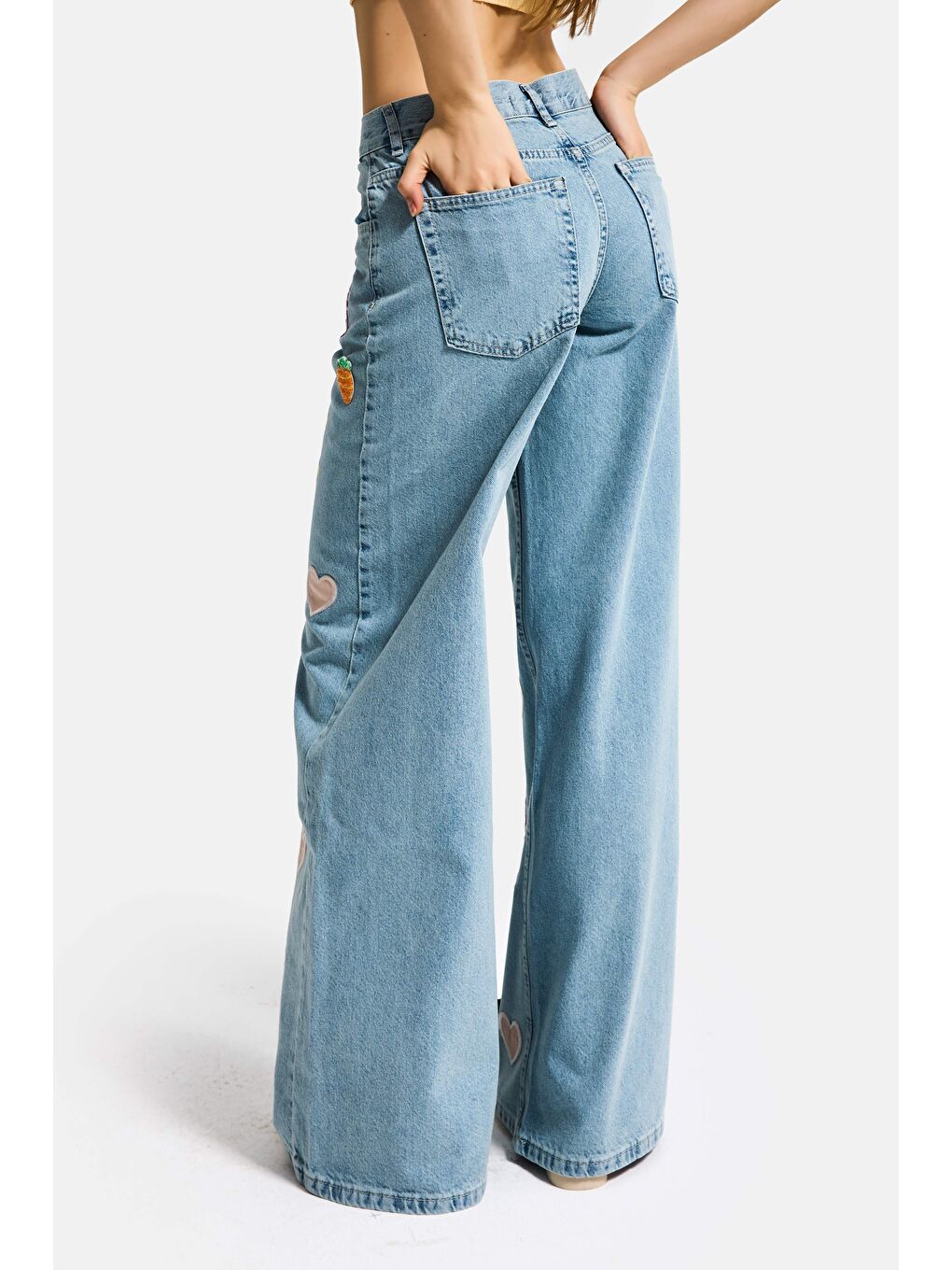 Mavi Kadın Jean Rengi 3s6-32 Straight Fit Obje Nakış ve İşlemeli Özel Tasarım Denim Jean-6