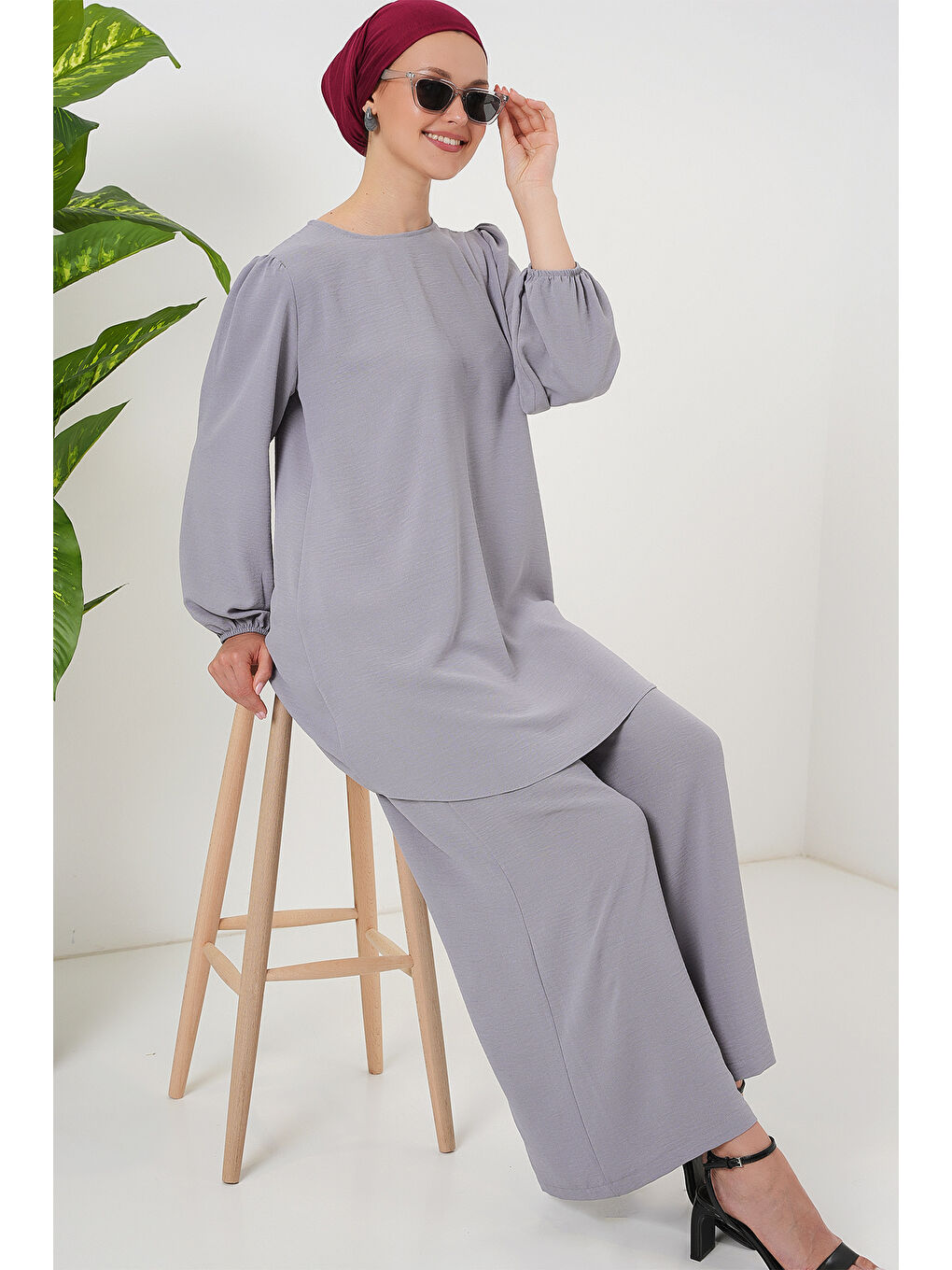 Ayrobin Tunik Pantolon Alt Üst Takım 6712 - Gri-1